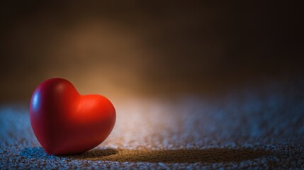 Soft rim glow red heart shape, dark background painterly texture, top diffused lighting specular reflection, ad design negative space template