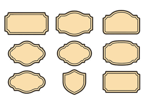 Vector set of decorative vintage frames for labels and signage. Retro border collection in minimalist design. Classic empty blank templates for tags or product badges.