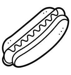Hot dog cartoon illustration with bun sausage ketchup and mustard