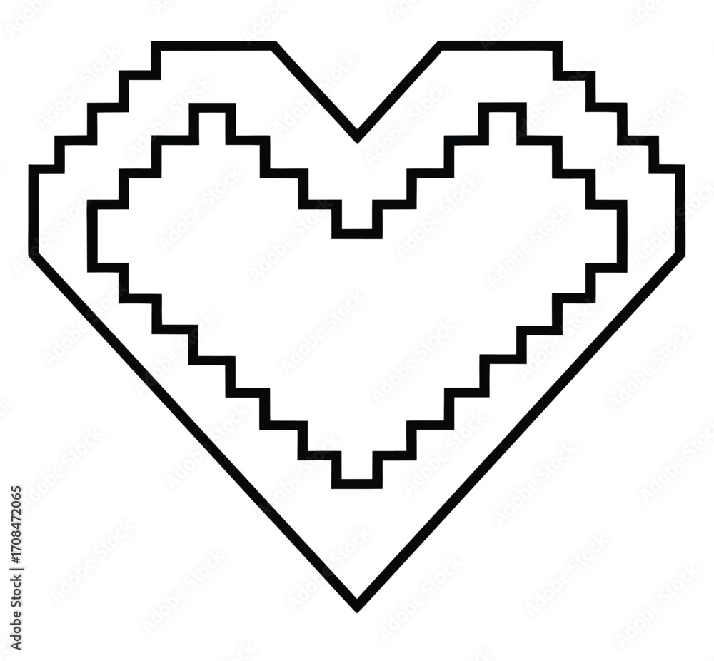 Aufkleber clicking on a pixelated heart with a hand cursor on the web
