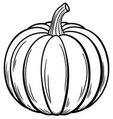 Fresh autumn pumpkin isolated on a white background with leaves, an organic illustration of a healthy Halloween vegetable