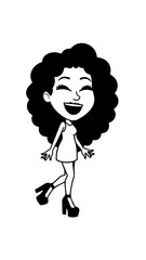 Beautiful woman dancing black and white vector illustration elegant graceful artistic silhouette design