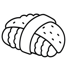 Cartoon illustration of a sweet fish-shaped pastry dessert icon