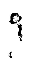 Beautiful woman dancing black and white vector illustration elegant graceful artistic silhouette design