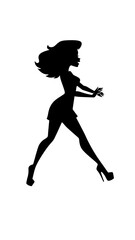 Beautiful woman dancing black and white vector illustration elegant graceful artistic silhouette design
