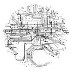 Abstract subway map circuit board design vector illustration for graphic designers and engineers alike