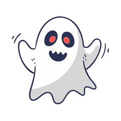 Obraz premium Halloween holiday, white ghost on an isolated background, png