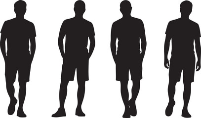 Human Silhouette Collection - Diverse Standing Poses in Black Silhouette