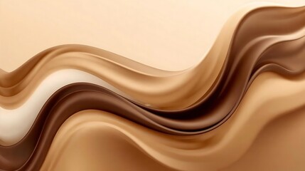 Rich Chocolate and Cream Wave Background – Elegant Abstract Design for International Coffee Day