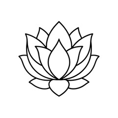 Outline drawing of lotus flower on transparent background