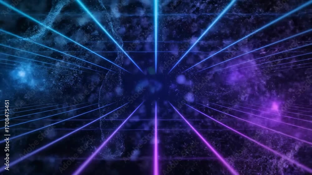 Wall mural a futuristic seamlessly looping video of glowing grid lines and abstract light patterns moving acros