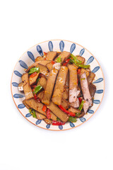 Healthy Szechuan Style Braised Eggs and Dried Tofu with Peppers - Traditional Chinese Delicious Food