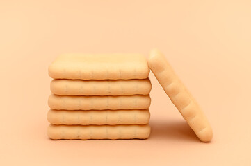 Lenten cookies for diabetics on beige background. Healthy crispy snack.