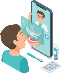 Remote Dental Consultation Vector
