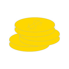 Stack of Yellow Coins with Outlined Dollar Sign Design, Representing Finances, Currency, and Wealth Illustration