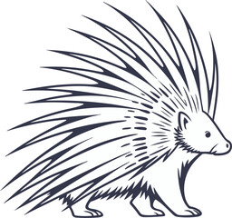Porcupine Illustration with Sharp Spines