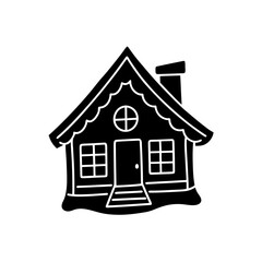 Illustration of a cute cartoon house icon on transparent background