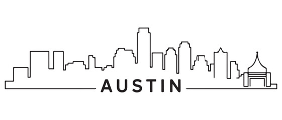 Fototapeta premium Austin Line Art skyline silhouette. Black Austin city design isolated. with white background