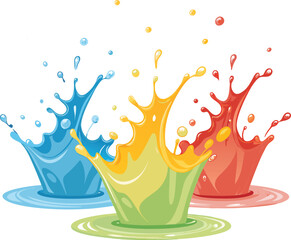 Flat bright abstract liquid splashes