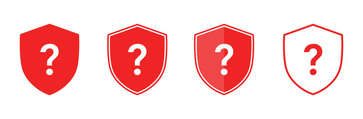 Shield with Question Mark Symbol. Protection, Security, Help, FAQ Concept