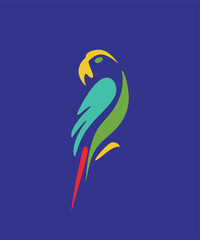 Colorful Parrot Abstract Vector Illustration for Logo or Mascot
