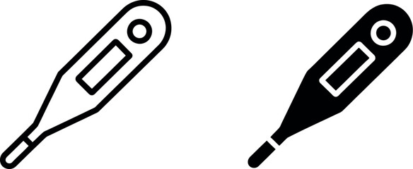 Digital thermometer icons set medical healthcare measurement device iconography representing health vector