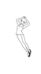 Beautiful woman dancing black and white vector illustration elegant graceful artistic silhouette design