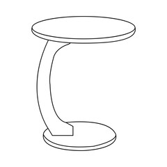 Clean line drawing of a stylish, round side table.