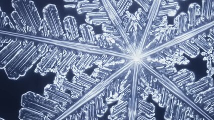 Intricate snowflake design showcasing symmetrical patterns and crystalline structures against a dark background - Powered by Adobe