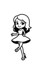 Beautiful woman dancing black and white vector illustration elegant graceful artistic silhouette design