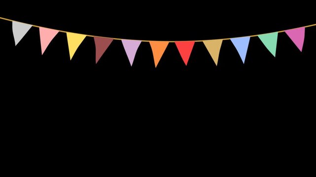 animated waving Triangle flag bunting for decoration, animation video isolated on alpha channel(transparent) background.
