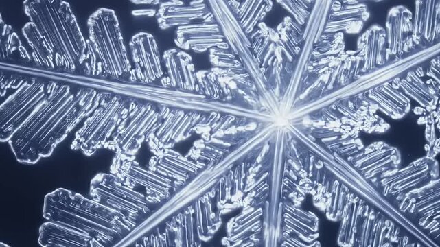 Intricate snowflake design showcasing symmetrical patterns and crystalline structures against a dark background