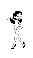 Beautiful woman dancing black and white vector illustration elegant graceful artistic silhouette design