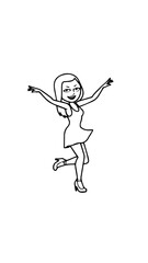 Beautiful woman dancing black and white vector illustration elegant graceful artistic silhouette design