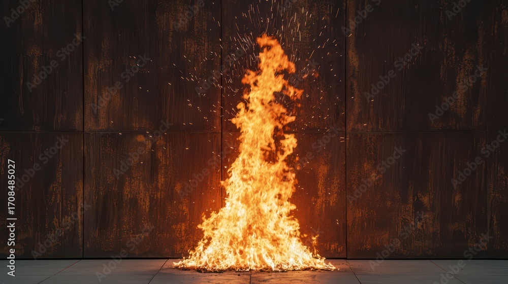 Poster a vibrant flame rises against a textured backdrop, creating a striking contrast and an intense visua