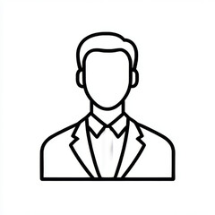 Outline male avatar icon in black and white, representing user profile and professional identity, with copy space