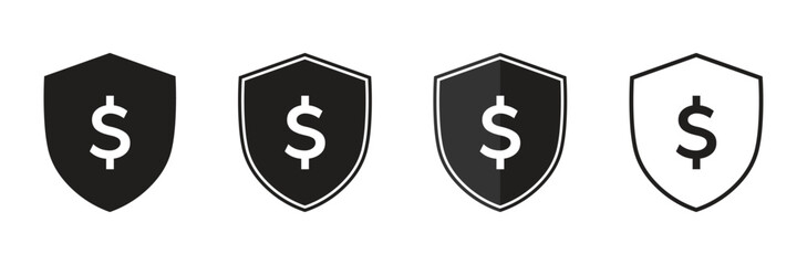 Shield with dollar sign vector icon , Money dollar secure shield And Protection payment card