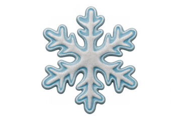 Shiny light blue and white snowflake on transparent background