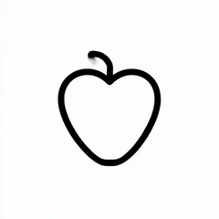 Outline heart-shaped apple icon, representing healthy love and nutrition, with copy space