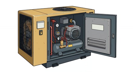 Obraz premium Industrial air compressor unit