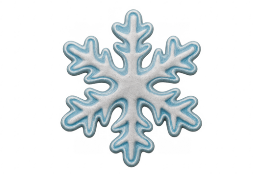 Shiny light blue and white snowflake on transparent background