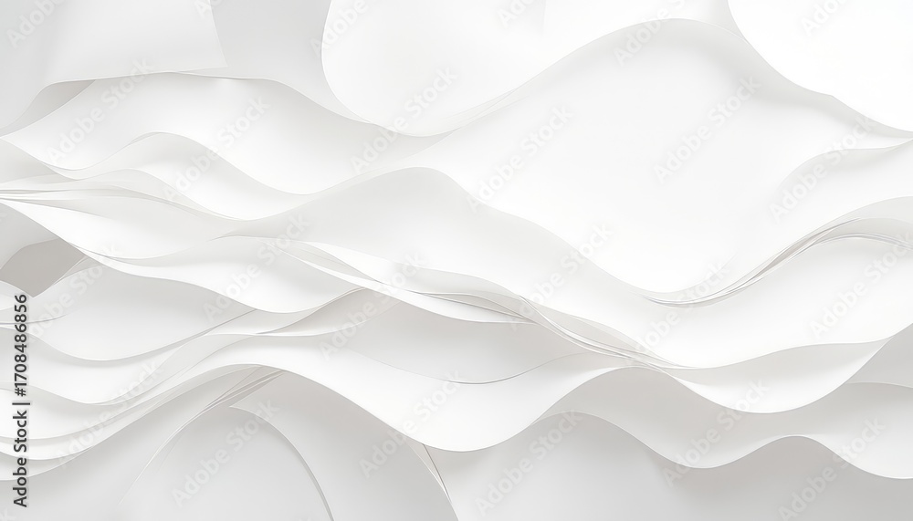 Poster soft white curved elements create a gentle, flowing surface with clean lines and understated eleganc