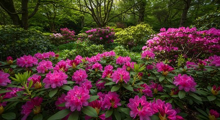Pink azaleas garden