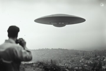 Vintage black and white photo of an urban street scene