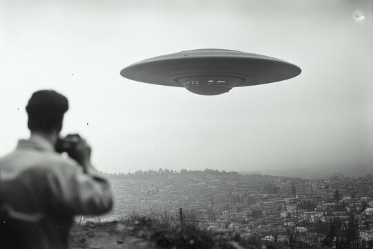 Fototapeta Vintage black and white photo of an urban street scene