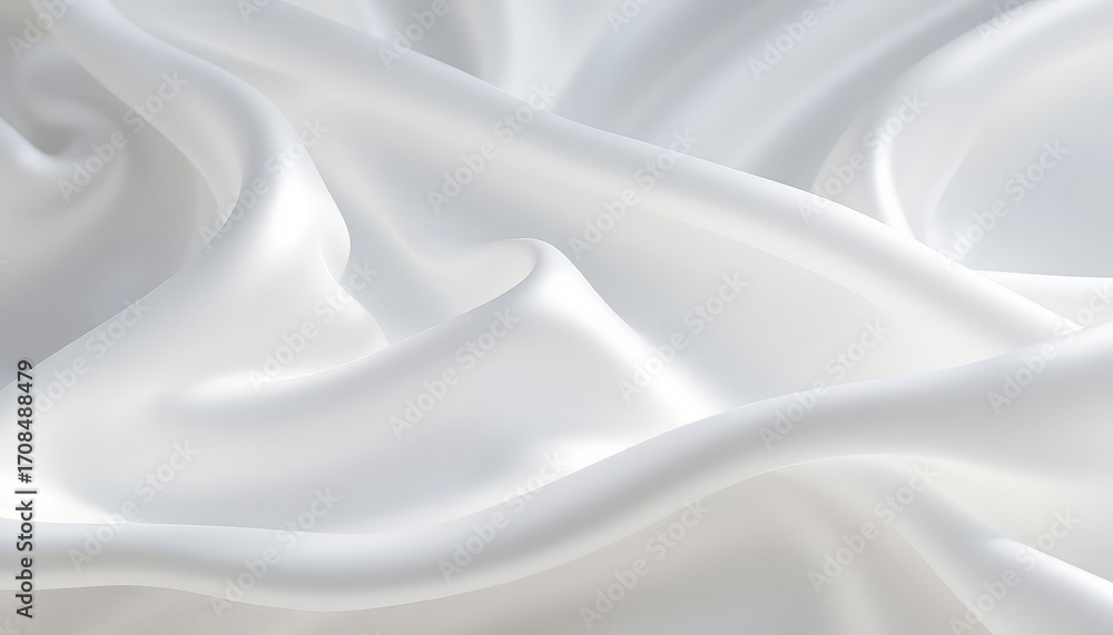 Poster abstract depiction of flowing white fabric showcases soft curves and undulating gentle texture