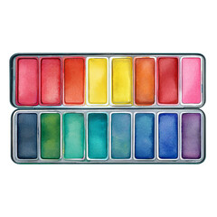 Watercolor palette for crafts. Isolated white background. Png format