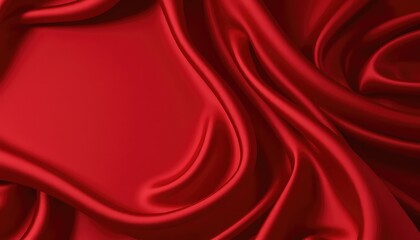 Obraz premium Vibrant crimson fabric folds and flows elegantly, creating a soft, luxurious texture with gentle, flowing movement and space for copy