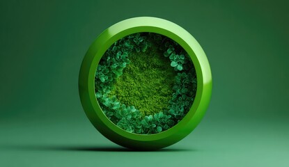 Round, green sphere with moss-like interior