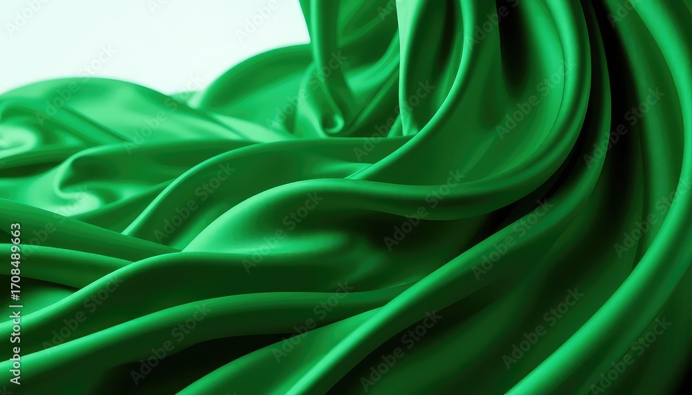 Poster abstract flowing green fabric waves create an elegant and vibrant smooth texture perfect for various